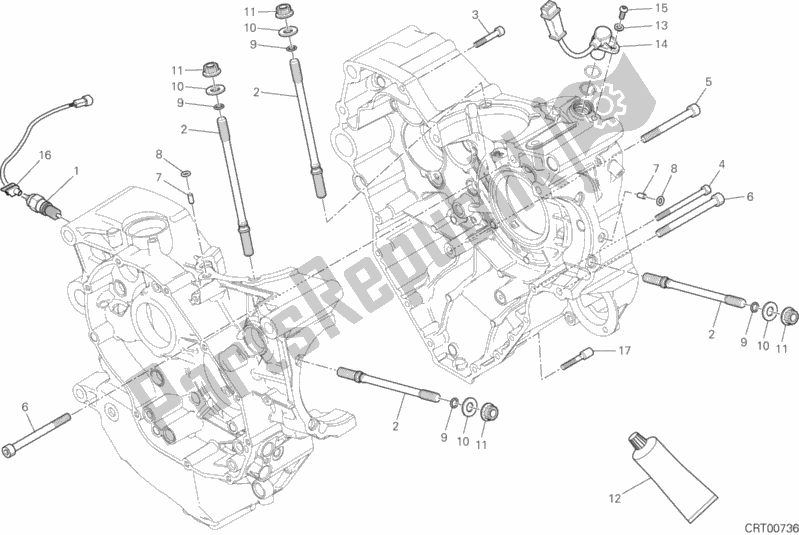 Todas as partes de 10a - Par De Meio Cárteres do Ducati Monster 1200 R USA 2018